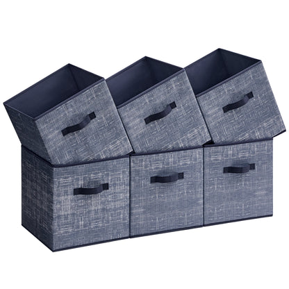 Set of 6 Closet Organizers for Shelves, Foldable, 11.8-Inch Non-Woven Fabric Bins with Double Handles,