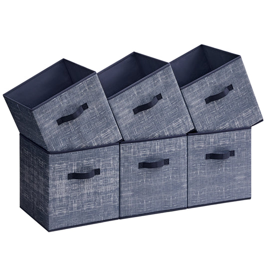 Set of 6 Closet Organizers for Shelves, Foldable, 11.8-Inch Non-Woven Fabric Bins with Double Handles,