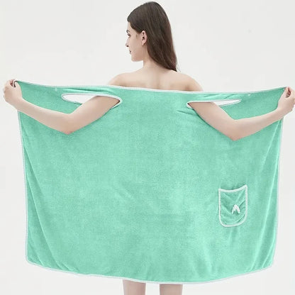 Wearable Bath Towel, Bowknot Coral Velvet Bath Skirt For Adults, Water Absorption, Quick Drying, Bath Towel, No Hair Loss, Bath