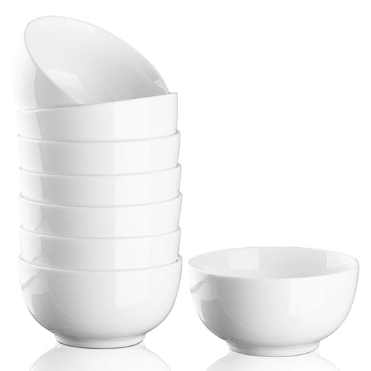 10oz Porcelain Bowl Set – 8-Pack White Ceramic for Cereal, Soup & More
