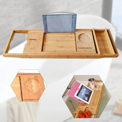 Wooden Bath Caddy Tray, Bathtub Shelf Organizer
