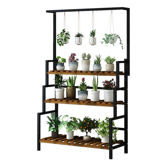 3-Tier Hanging Plant Stand with Metal Frame – Tall Indoor Plant Shelf Display